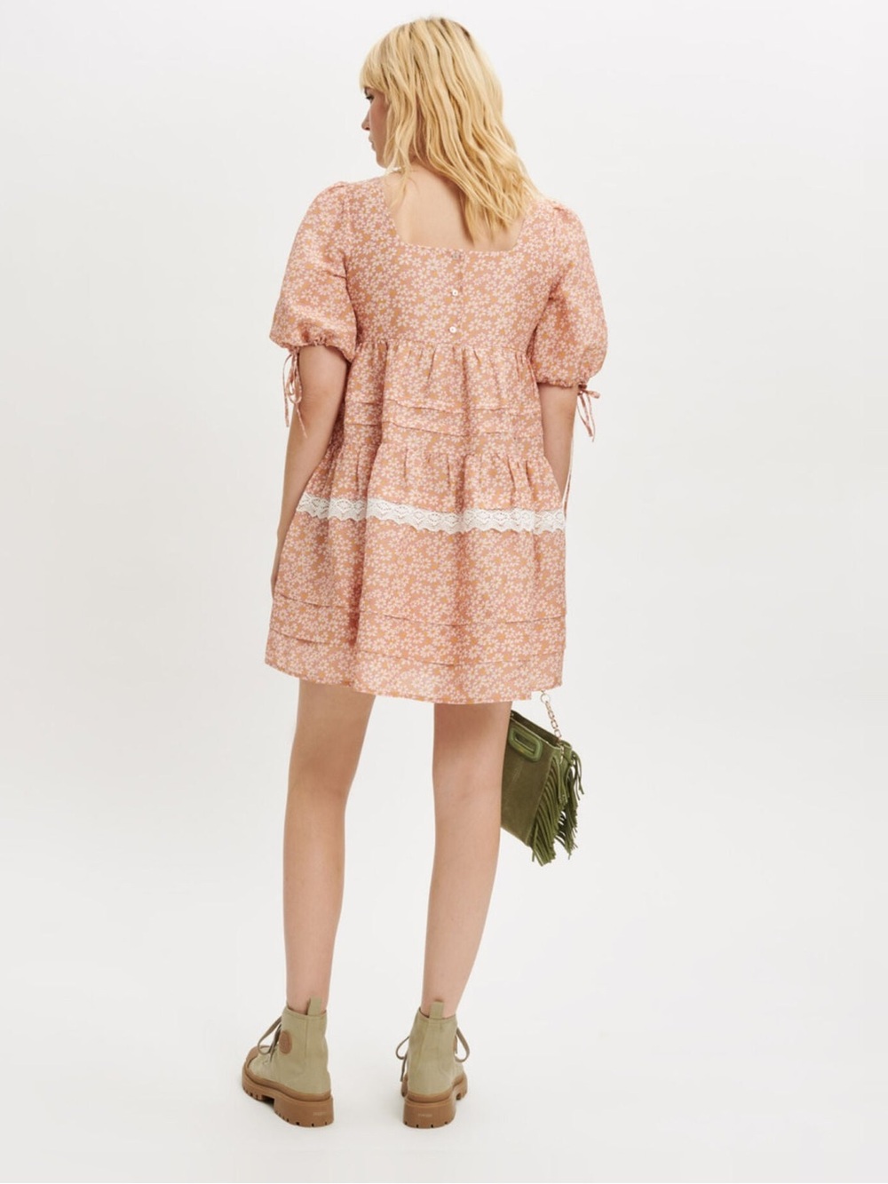 Maje Radola Floral Print Linen Blend Mini Dress Eu 36 Size S Cottagecore Prairie - Picture 15 of 16